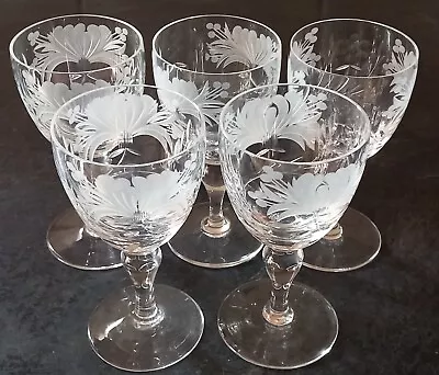 Buy 5 X Royal Brierley  Honeysuckle Wine Glasses 5.1/4 Inches Tall Good Condition  • 34.95£