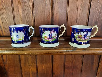 Buy Three Antique C.1850 Gaudy Welsh 'Chinoiserie' Small  Mugs  - Sold As Seen • 13.50£
