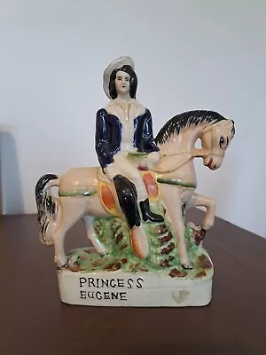 Buy Staffordshire Pottery Flatback Figure Princess Eugene On Horseback  • 15£