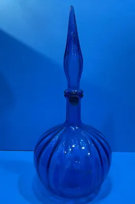 Buy Vintage 1960s Empoli Art Glass Blue Bubble Genie Bottle, Mid Century • 32£