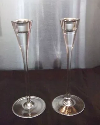 Buy Pair Of Conical Glass Candlesticks 11 Inches Tall • 14£