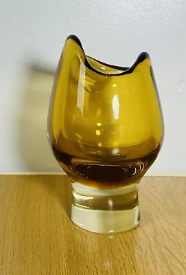 Buy 1960s Metelak Harrachov Sommerso Art Glass Vase Topaz  Mid Century Design • 55£