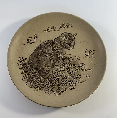 Buy Poole Pottery Stoneware Kitten With A Butterfly Plate (Cat Series) Brown Plate  • 4.60£