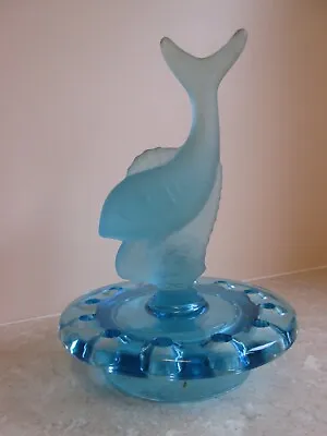 Buy Art Deco Turquoise Glass Fish Centrepiece & Flower Frog C.1930 • 19.99£