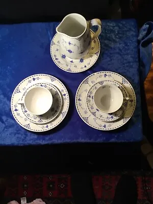 Buy 2 Furnivals Blue Denmark 2 Tea Cups & 2 Saucers & 2 Side  Plates + Jug & 1 Side • 45£