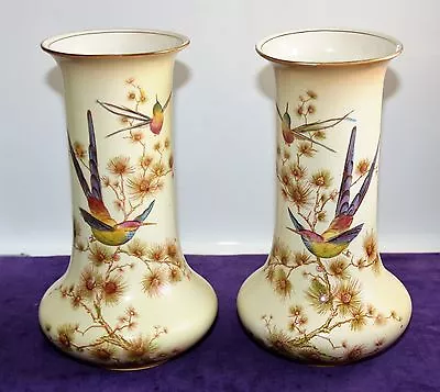 Buy Crown Ducal Merchandise England Pair Of Vases With Hummingbirds On Tree H Approx. 23 Cm • 60.25£