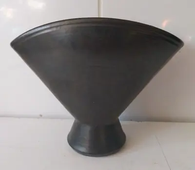 Buy Vintage Prinknash Abbey Pottery Gunmetal Pewter Glazed Fan Shaped Vase • 16£