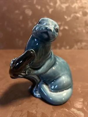 Buy Poole Pottery Blue Glazed Otter With Fish • 6£