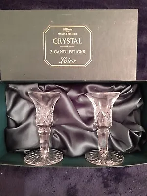 Buy  Vintage Cut Crystal Glass Loire  Candle Holders From M&S Unused In Original Box • 8.99£