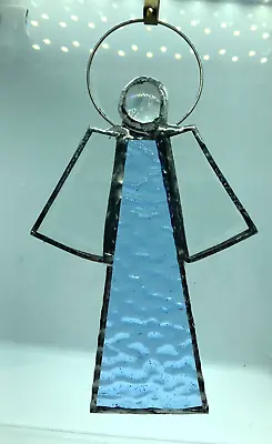 Buy F294 Stained Glass Suncatcher Hanging Angel Christmas 15cm Blue Clear • 8£