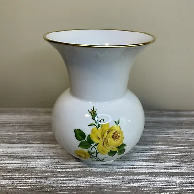 Buy AK Kaiser W Germany Charlottenburg Porcelain 6.5  Olpe Vase Yellow Rose Gold Rim • 19.20£