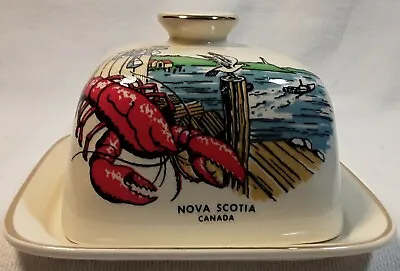 Buy Vintage Sandland English Ware Lidded Butter Dish Nova Scotia Gold Edges • 8.62£