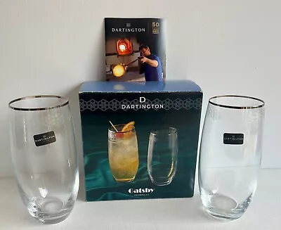Buy Dartington Crystal Gatsby Highball Pair Twenties Cocktail Glasses Set Platinum • 9.99£