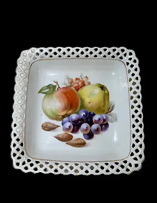 Buy Vintage Porcelain Square  Pierced Rim  Bowl Schumann Bavaria Fruit Serving 8.25” • 22.76£