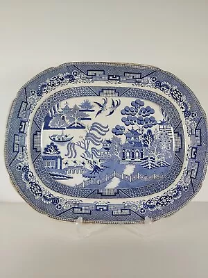 Buy Antique Stone China W.C.B. English Blue Willow Meat Platter • 29£