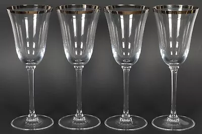Buy VERA WANG Set Of 4 Wedgwood CLASSIC Wine Water Glasses PLATINUM RIM 9 1/8  • 71.11£