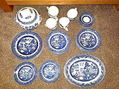 Buy Vintage Churchill Blue Willow (Blue And White) Pattern China, Crockery, Plates • 100£