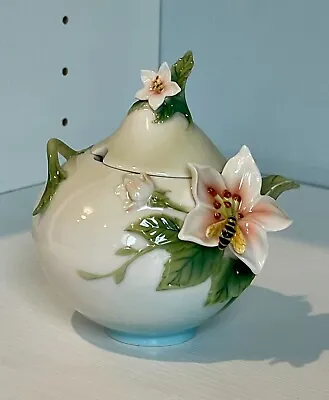 Buy Franz-Bee & Apple Blossom Design Sculptured Porcelain Sugar Jar FZ00673 EUC • 154.41£