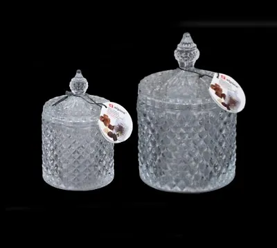 Buy Glass Round Sweet Jar With Lid Sugar Bowl Dish Clear Candy Bowl Box Wedding • 7.99£