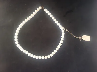 Buy Vintage 1960s White Glass Beads Necklace Choker 15” Original Price Label 2/3 • 19.99£
