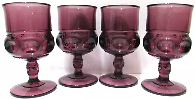 Buy Vintage Indiana Colony Glass Tumblers SET OF 4 Kings Crown Thumbprint Purple • 48.38£