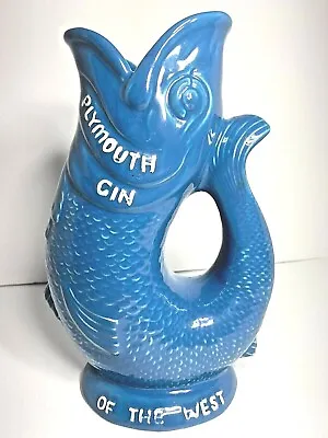 Buy Dartmouth England Devon Pottery Blue Fish Gurgle Glug Jug Plymouth Gin Vintage • 43.39£