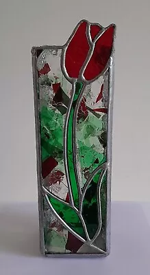 Buy Sian Thomas Stained Glass Tall Square Candle Light Holder With Tulip Design • 15£