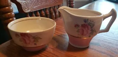 Buy Antique Signed George Clews Staffordshire England Demi Cream And Sugar-Pinks • 11.38£