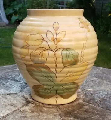 Buy Vintage Kensington Ware Yellow Beehive Vase With Flower Pattern • 36£