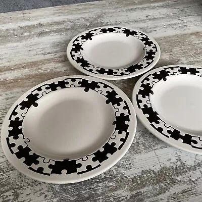 Buy Lovely Rare Hornsea Pottery 3x  Side Plates Puzzle Pattern Black & White - VGC • 17.88£
