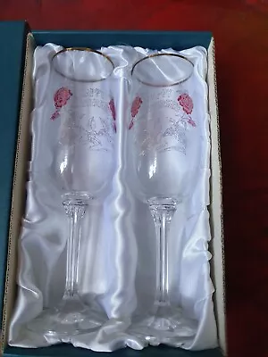 Buy Crystal Glass Vintage Bohemia Czech Wine Glass  Happy Anniversary  Boxed Flowers • 7.50£