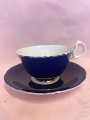 Buy Rare Vintage Aynsley Bone China England Navy Blue Cup And Saucer ✅ 1213 • 49£