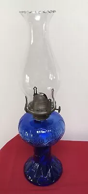 Buy Vintage Blue Pressed Glass Oil Lamp • 25£