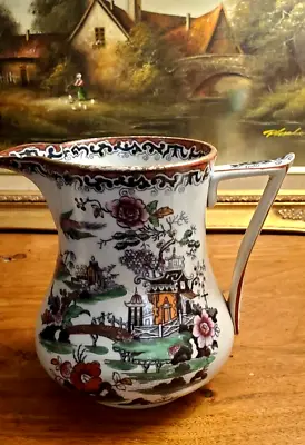 Buy Early 19th Century Staffordshire Polychrome Willow Chinoiserie Jug Pitcher • 85.78£
