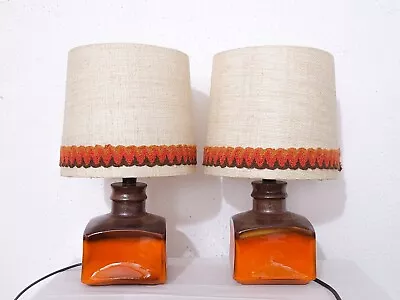 Buy 2 Vintage West German Fat Lava Pottery Table Lamp Light Mid Century Germany 70s • 225£