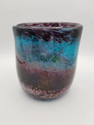 Buy Ooak Hand Blown Studio Art Glass Vase With Colorful 'Galaxy Style' Swirled Frit • 32.66£