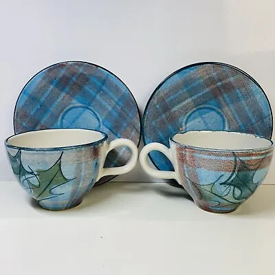 Buy The Tain Pottery Glenaldie Thistle Cup And Saucer X 2 • 30£