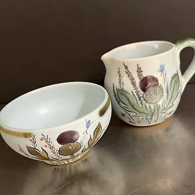 Buy Buchan Thistleware Sugar Bowl Creamer Set 2 Made Scotland Hand Painted Vintage • 23.66£