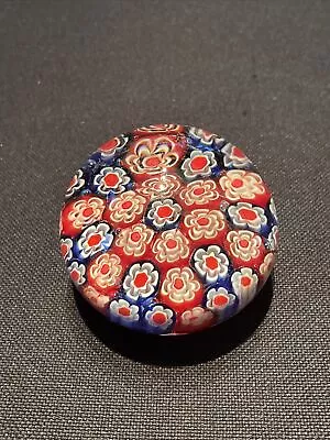 Buy Vintage Retro 1960s Red Blue And White Cane Coloured Glass Paperweight 60mm • 2.99£