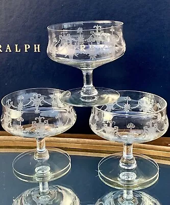 Buy 1920s Morgantown Richmond Etched Champagne Sherbet Glasses Art Deco Set. Of 3 • 17.52£