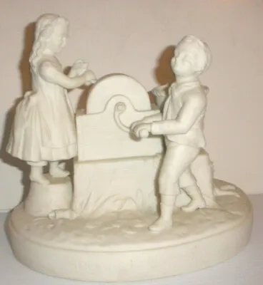 Buy Antique English Parianware Parian Figure Girl Boy Well Squaring Em Up Sculpture • 287.70£