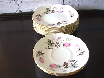 Buy Duchess Bone China Pink Rose 8 X Square Side Plates 3 X Round Saucers • 36£
