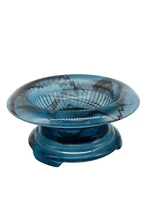 Buy Davidson Blue Cloud Glass Bowl On Plinth 8cm High 19cm Across • 38£
