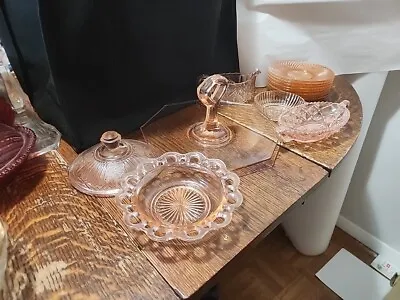 Buy Vintage Antique Indiana Glass Co And Pink Depression Glass 14 PC Lot • 26.01£