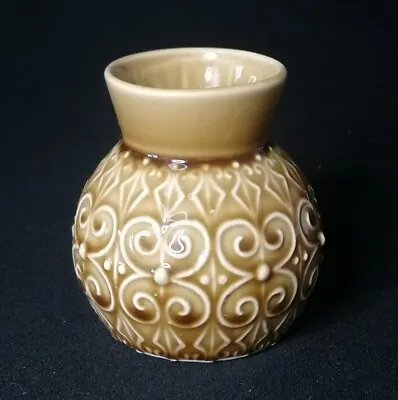 Buy Vintage - Secla - Small Brown Vase - Glazed Pottery - Portuguese - Circa 1970s • 10.95£