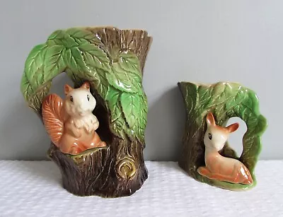 Buy 2 X Vintage Eastgate Withernsea Pottery Fauna Bambi Deer Squirrel Vases • 1.99£