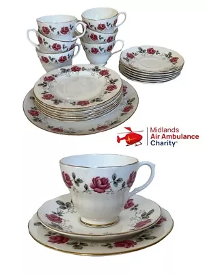 Buy Royal Sutherland HM Bone China Trios X6 Tea Cup Saucer Side Plates Floral Roses • 30£
