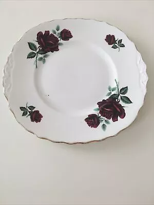 Buy Pretty Floral Crown Royal Bone China Red Roses Cake Plate 23cm Diameter • 4.95£