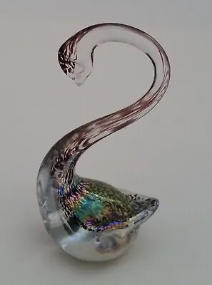 Buy Heron Style Glass Iridescent Swan Sculpture / Figurine • 5.99£