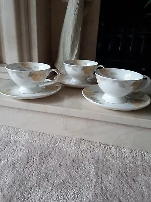 Buy Laura Ashley Bone China Hydrangea Cups And Saucers X3 New • 15£